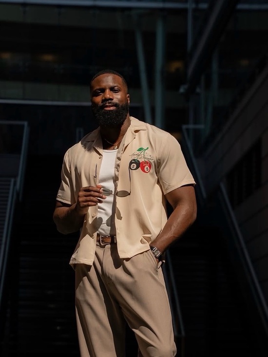 Fashion Nova Beige Short Sleeve Button-Down Shirt with Cherry Embroidery - Picture 3 of 3